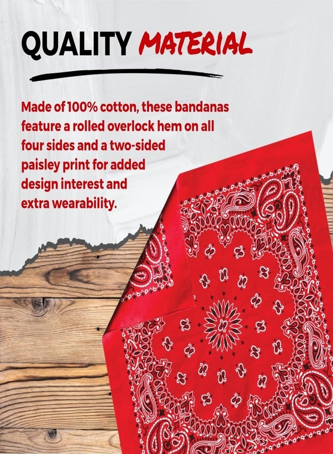 B53 100% Cotton Bandanas Made in the USA - Stylish Headband, Handkerchief, Scarf - 21 inch x 21 inch (Red, Navy, Black (6-pack)) - Image 3